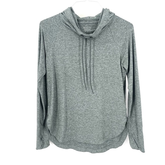 ATHLETA Uptempo Marled Green Stretch Pullover Long Sleeve Hoodie Sweatshirt Top - Picture 4 of 9